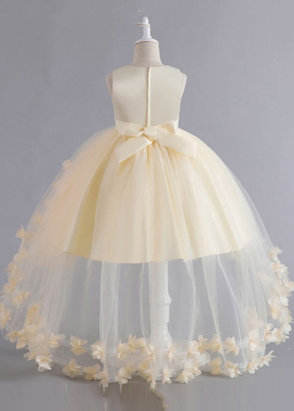 Unique Pink Floral Patchwork Tulle Kids Maxi Dresses Sleeveless Online now - Image 5