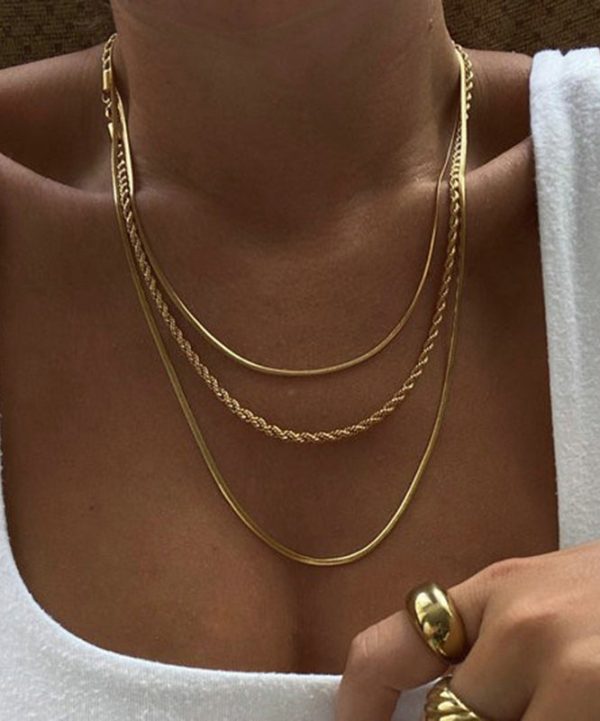 Boho Gold Stainless Steel Alloy Three Layers Necklace For Cheap
