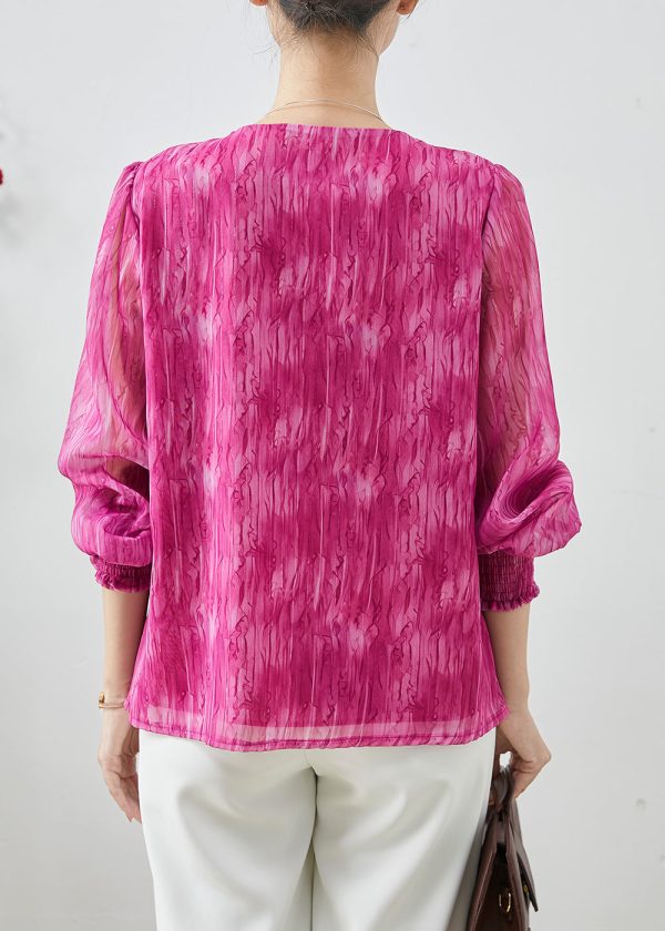 Bohemian Rose V Neck Floral Chiffon Tops Spring Fashion - Image 4