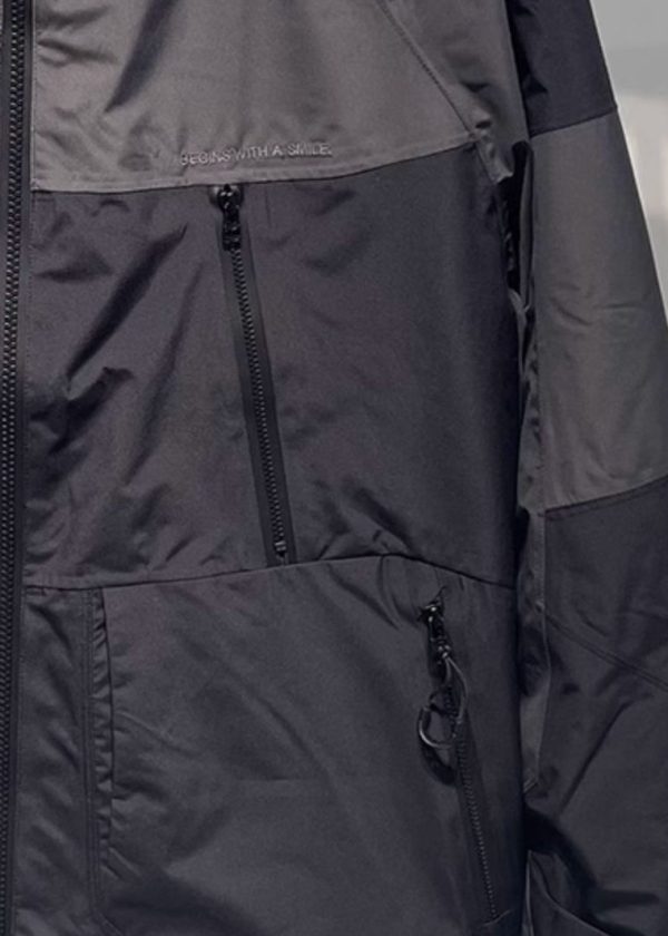 Loose Black Zippered Patchwork Cotton Mens Coat Hooded Spring Cheap - Image 5