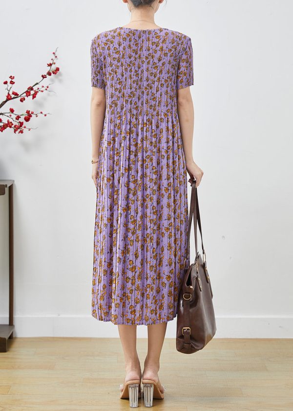 Boho Lavender Oversized Print Chiffon Party Dress Summer Sale - Image 4