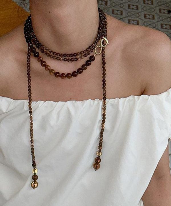 Women Chocolate Copper Overgild Beading Gratuated Bead Necklace Online now