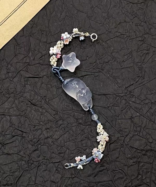 Handmade Weaving Gold Star Little Cats Sweet-Scented Osmanthus Charm Bracelet on Sale - Image 2