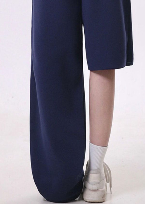 Stylish Navy Asymmetrical Patchwork Cotton Sport Pants Spring For Sale - Image 4